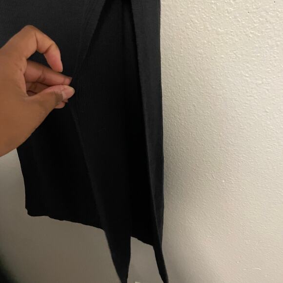 Free People Beach Womens Encinitas Ribbed Sweater Skirt Black Side Slit Medium - Picture 2 of 8